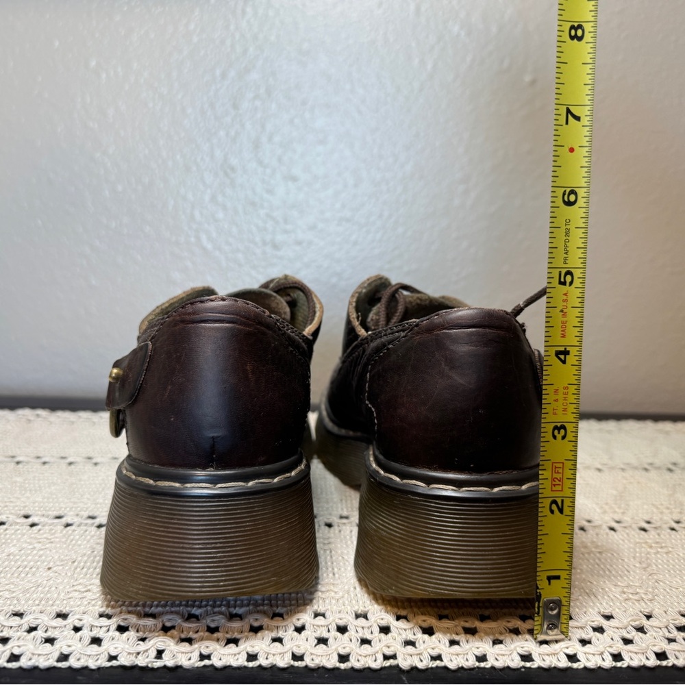 Vintage Y2K Dr. Martens Brown Leather Chunky Lace up Flats - Picture 4 of 7